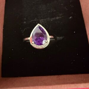 Elegant Purple Teardrop Ring